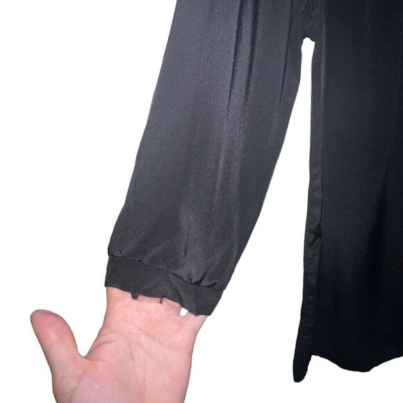 Z/G KARINA GRIMALDI 100%  SILK SHIFT DRESS BLACK V NECK SHORT SLEEVE SIZE XS - Picture 3 of 9